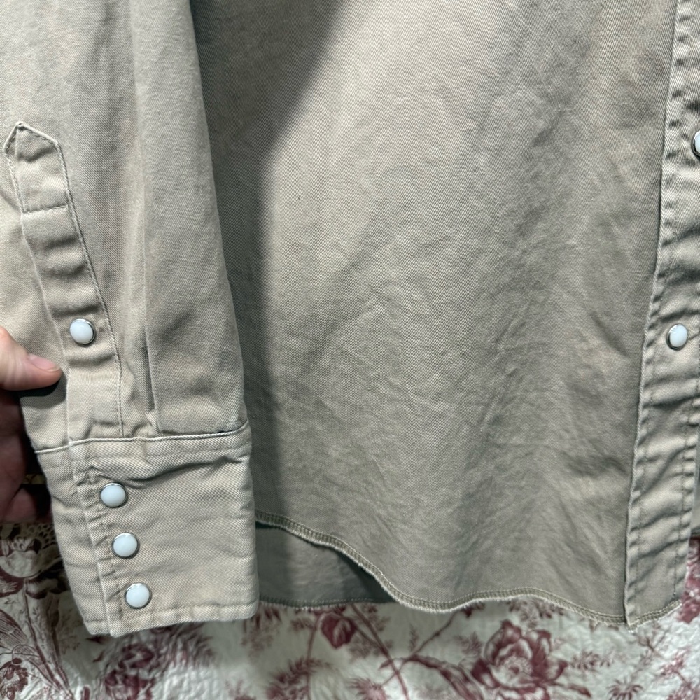 Wrangler Western Snap Shirt Tan Long Sleeve Size Medium - Picture 6 of 8